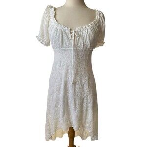 No Boundaries Off White Lace Cottagecore Milkmaid Dress Juniors M 7-9 Puff